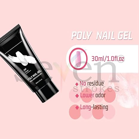 Poly Nail Gel Extension 13 Pc Kit | White/Pink/Clear Poly Gel, Nail Tip, Slip Solution