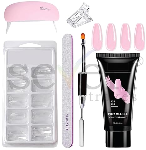 SEVEN STROKES Poly Nail Gel Extension 6PC Kit for Builder Gel UV Nail Art Kit Nail Extension Set